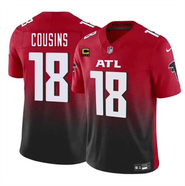 Mens Atlanta Falcons #18 Kirk Cousins Red Black 2024 F.U.S.E With 4-Star C Patch Vapor Untouchable Limited Stitched Jersey Dzhi->atlanta falcons->NFL Jersey
